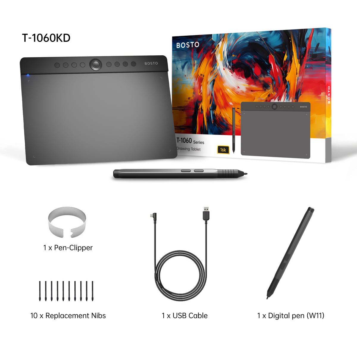 Bosto T1060K Professional Graphics Pen Tablet 8 Express Keys 10 x 6 inch