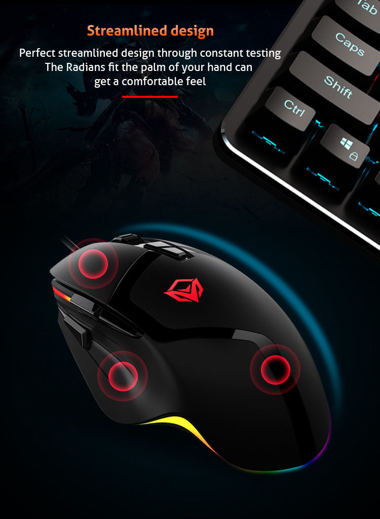 MeeTion MT-G3325 USB RGB Professional Gaming Mouse, Resolution 5000DPI, Keys:8