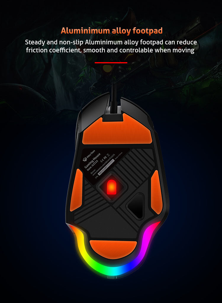 MeeTion MT-G3325 USB RGB Professional Gaming Mouse, Resolution 5000DPI, Keys:8
