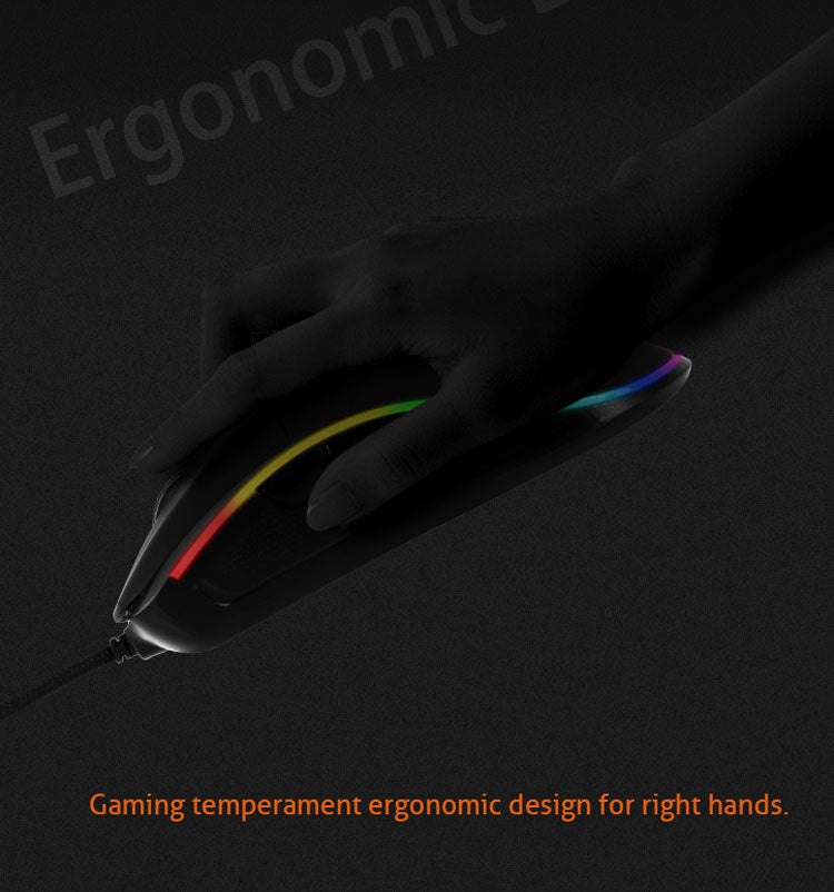MeeTion MT-GM20 USB Wired RGB Gaming Mouse, Resolution 4800DPI, Keys: 6+1