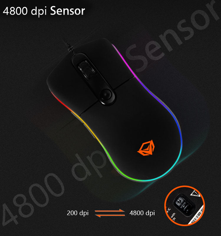 MeeTion MT-GM20 USB Wired RGB Gaming Mouse, Resolution 4800DPI, Keys: 6+1