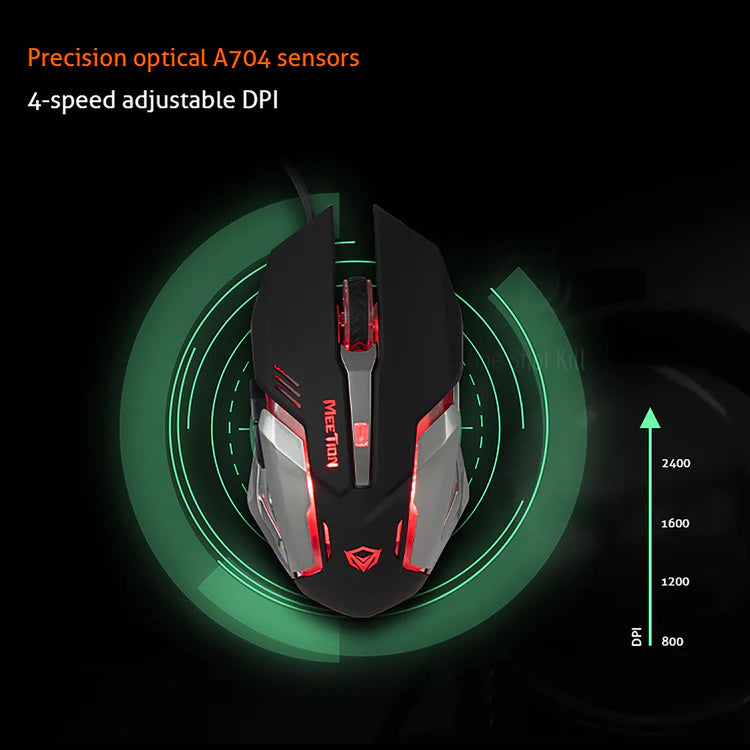 MeeTion MT- M915 USB Wired RGB Gaming Mouse,Resolution 2400DPI,Keys: 5+1