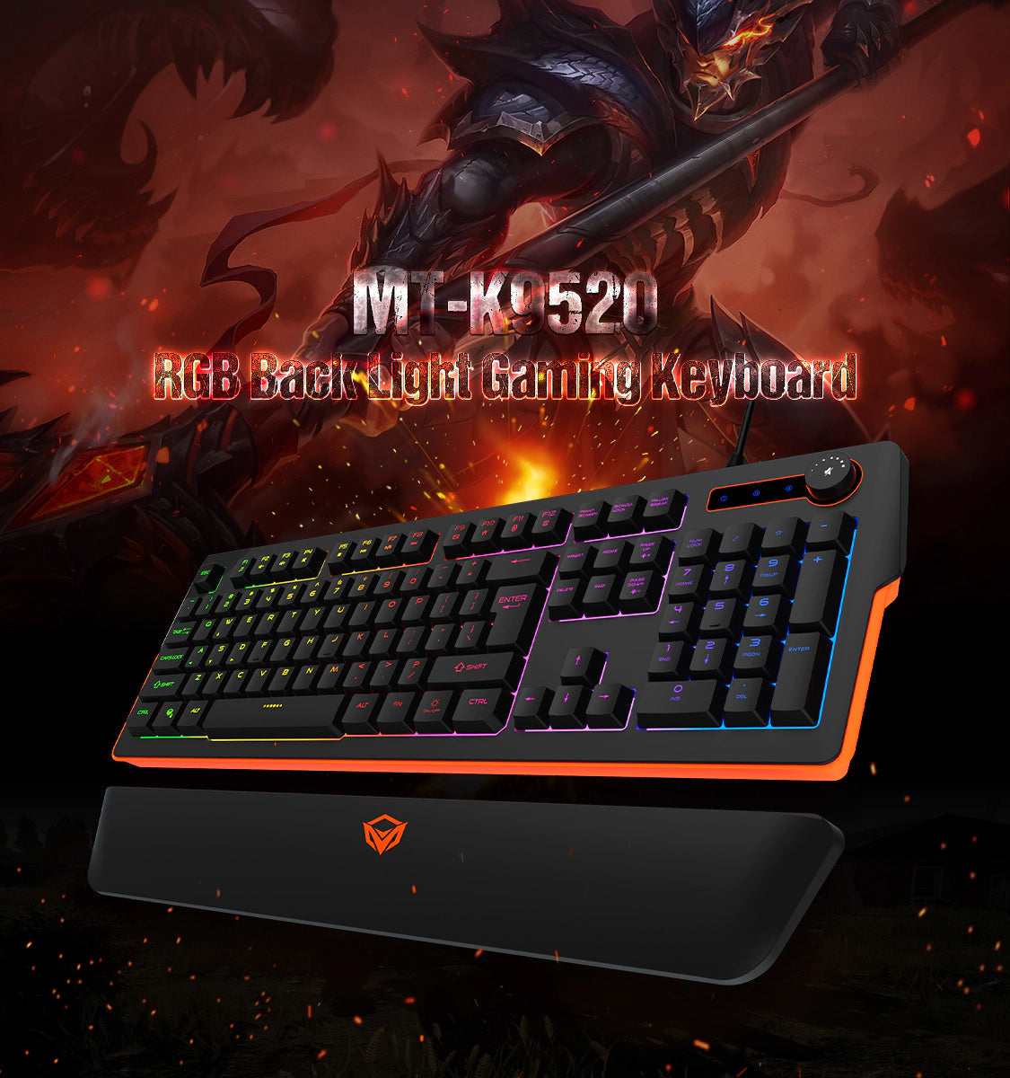 Meetion MT-K9520 Gaming Keyboard, Wrist Rest Keyboard for Gaming, RGB Backlit