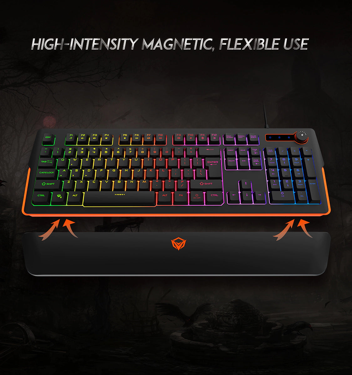 Meetion MT-K9520 Gaming Keyboard, Wrist Rest Keyboard for Gaming, RGB Backlit