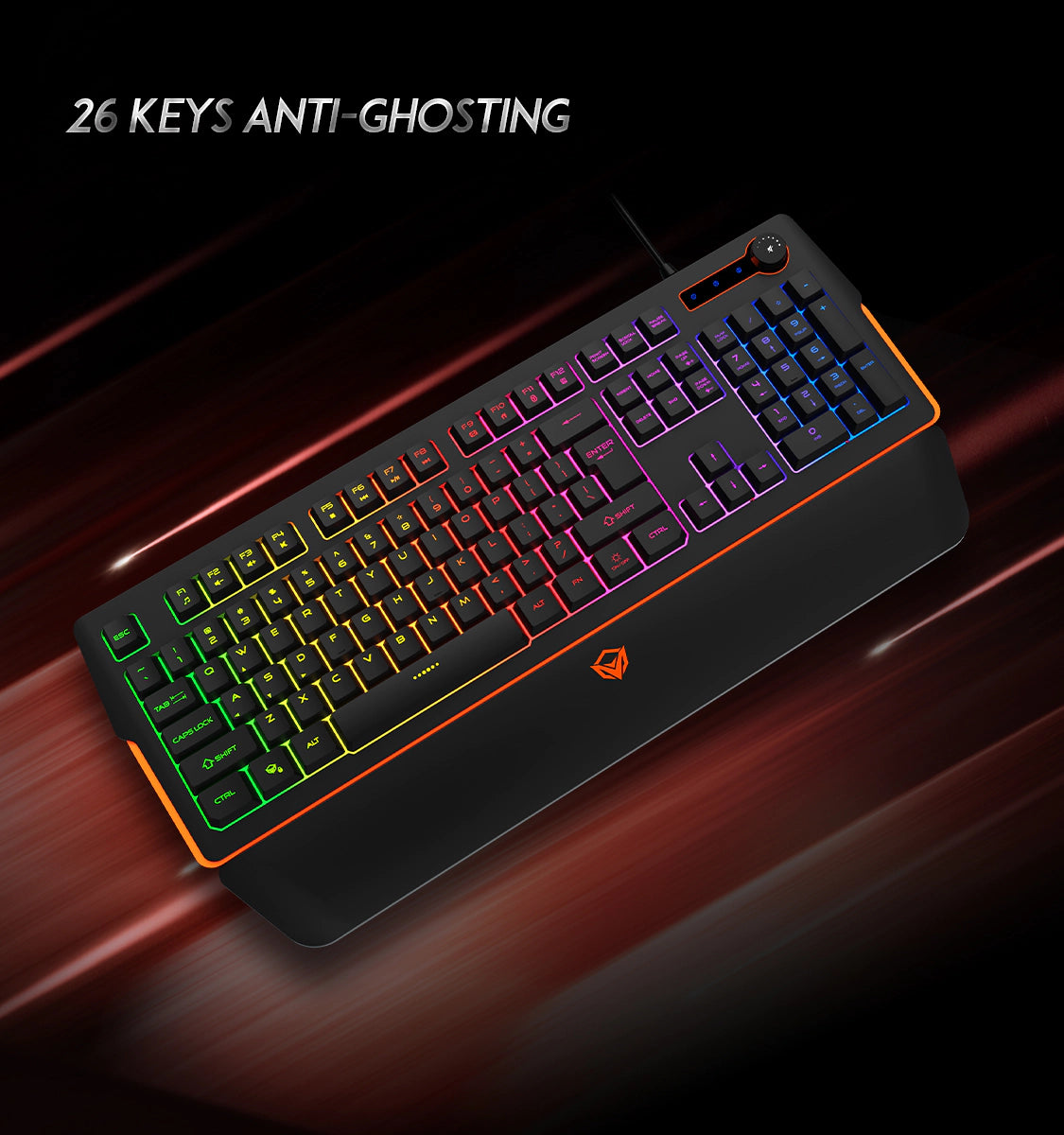Meetion MT-K9520 Gaming Keyboard, Wrist Rest Keyboard for Gaming, RGB Backlit