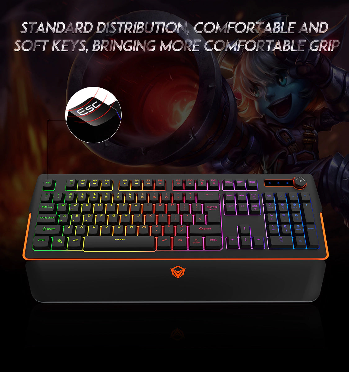 Meetion MT-K9520 Gaming Keyboard, Wrist Rest Keyboard for Gaming, RGB Backlit