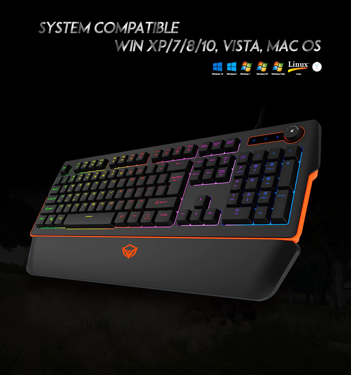 Meetion MT-K9520 Gaming Keyboard, Wrist Rest Keyboard for Gaming, RGB Backlit