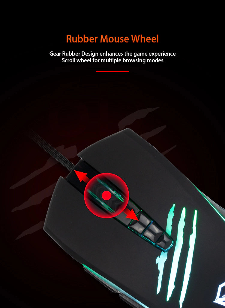 MeeTion MT-C011 USB Wired RGB Gaming Mouse & Pad Combo, Resolution 6400DPI