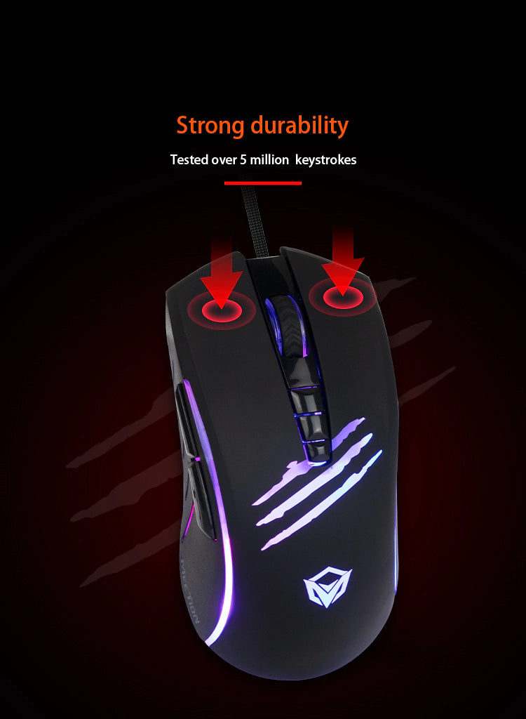 MeeTion MT-C011 USB Wired RGB Gaming Mouse & Pad Combo, Resolution 6400DPI