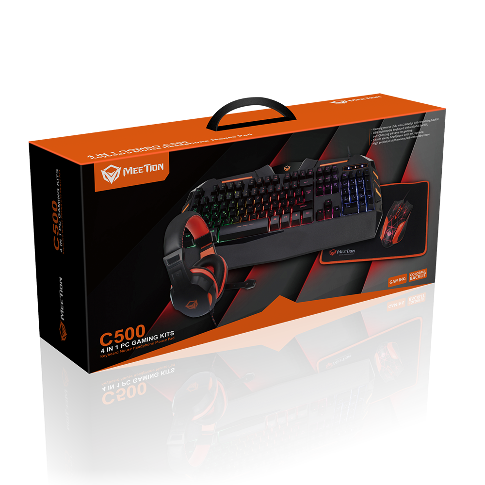 Meetion MT-C500 Wired 4IN1 PC GAMING COMBO KITS, Backlit, Strong durability