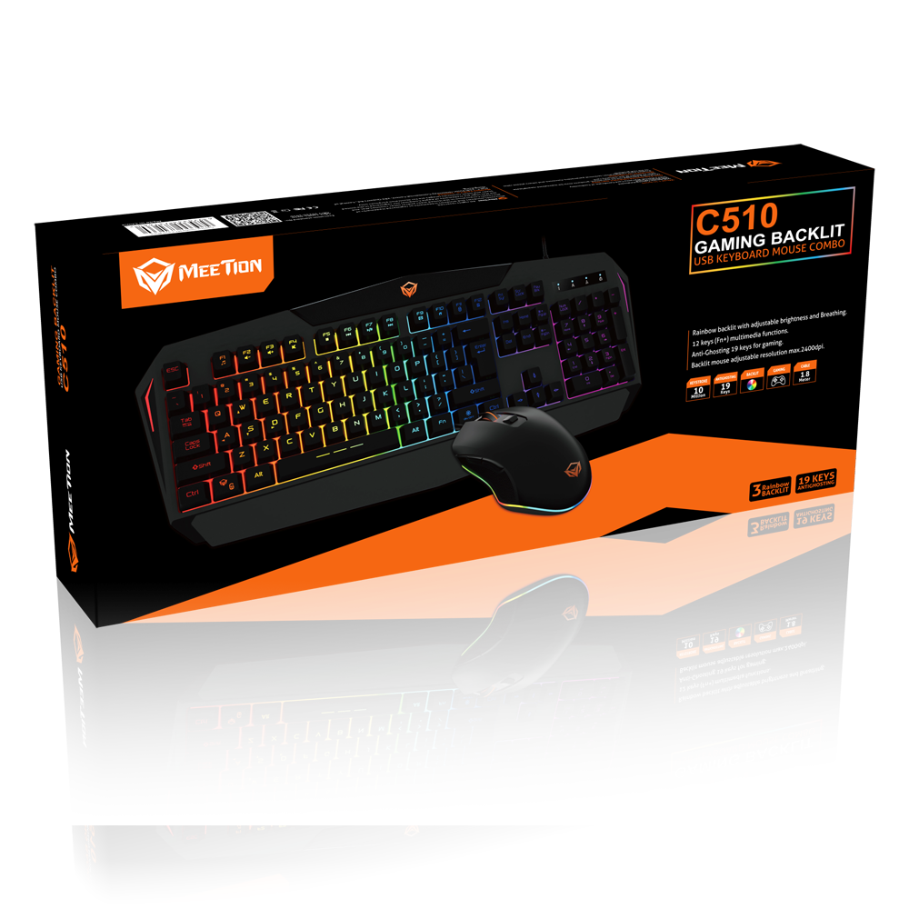 Meetion MT-C510 USB Wired Gaming Keyboard & Mouse Combo, LED Backlit