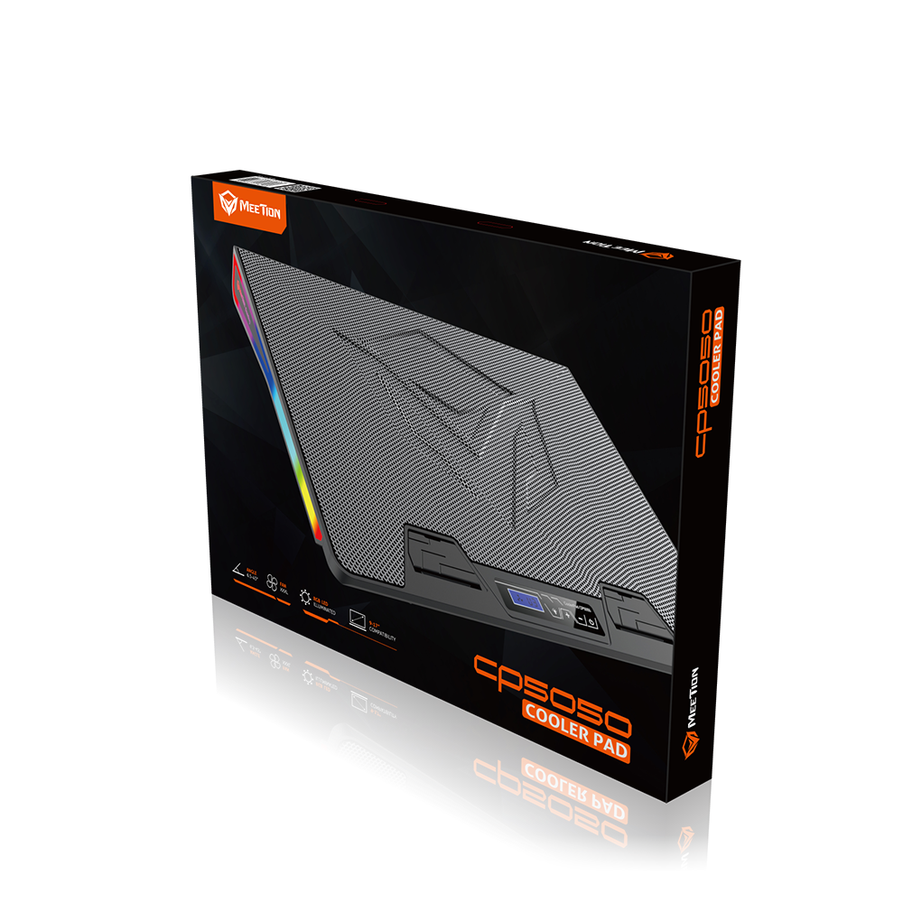 Meetion MT-CP5050 RGB Backlight Gaming Cooling Pad, 9-15.5”, Silent, Height Adjustable