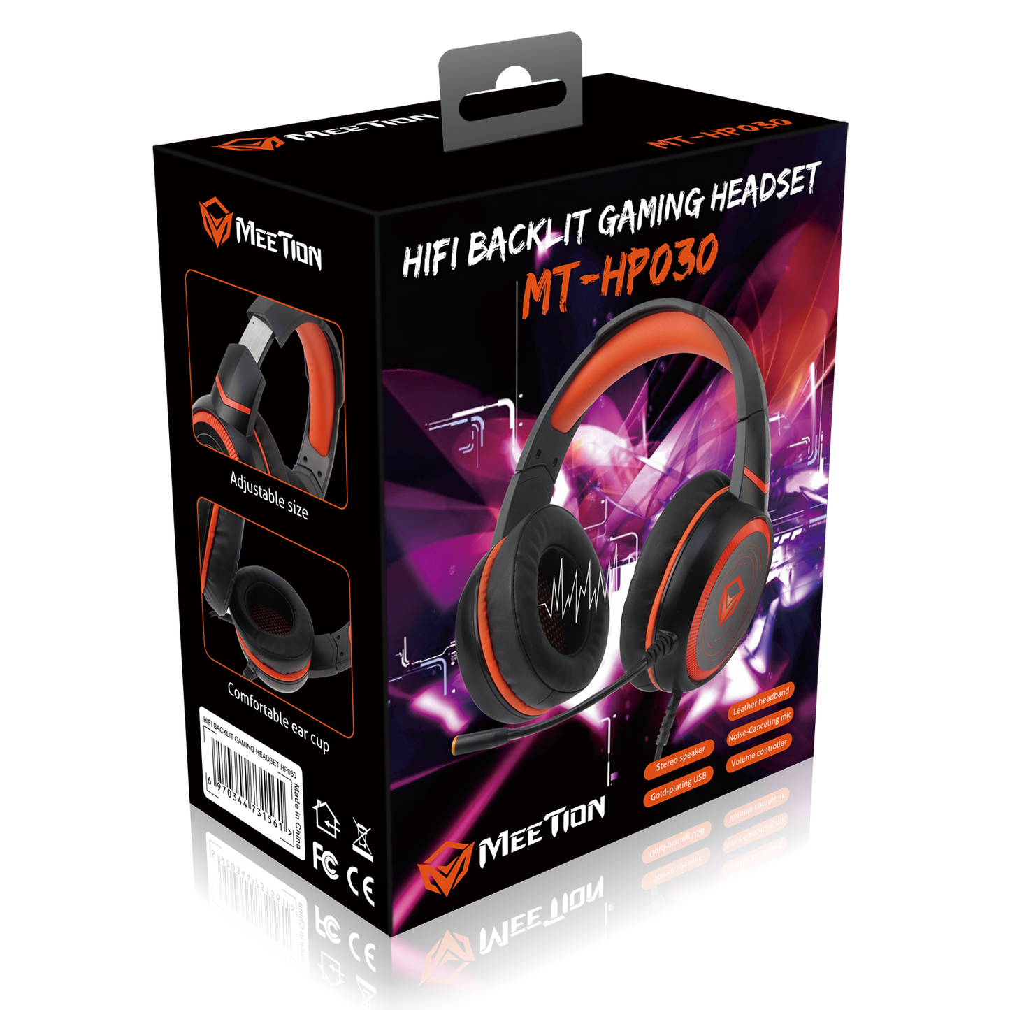 Meetion MT-HP030 HIFI Backlit Gaming Headset, USB, Stereo, Noise Canceling Mic