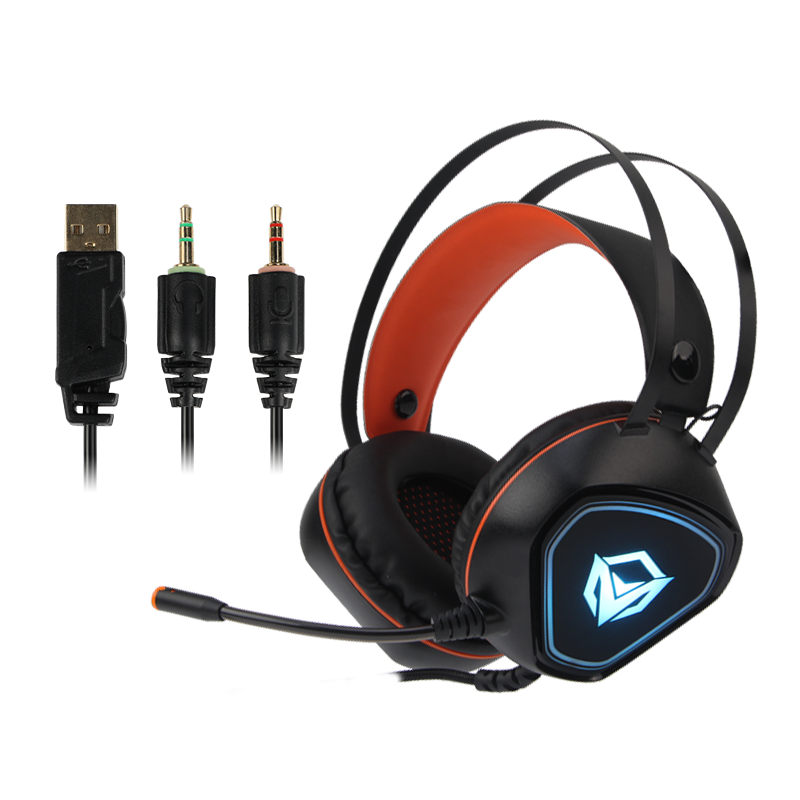 Meetion MT-HP020 Wired Backlit Gaming Headset, 3.5mm &USB, Noise Canceling Mic