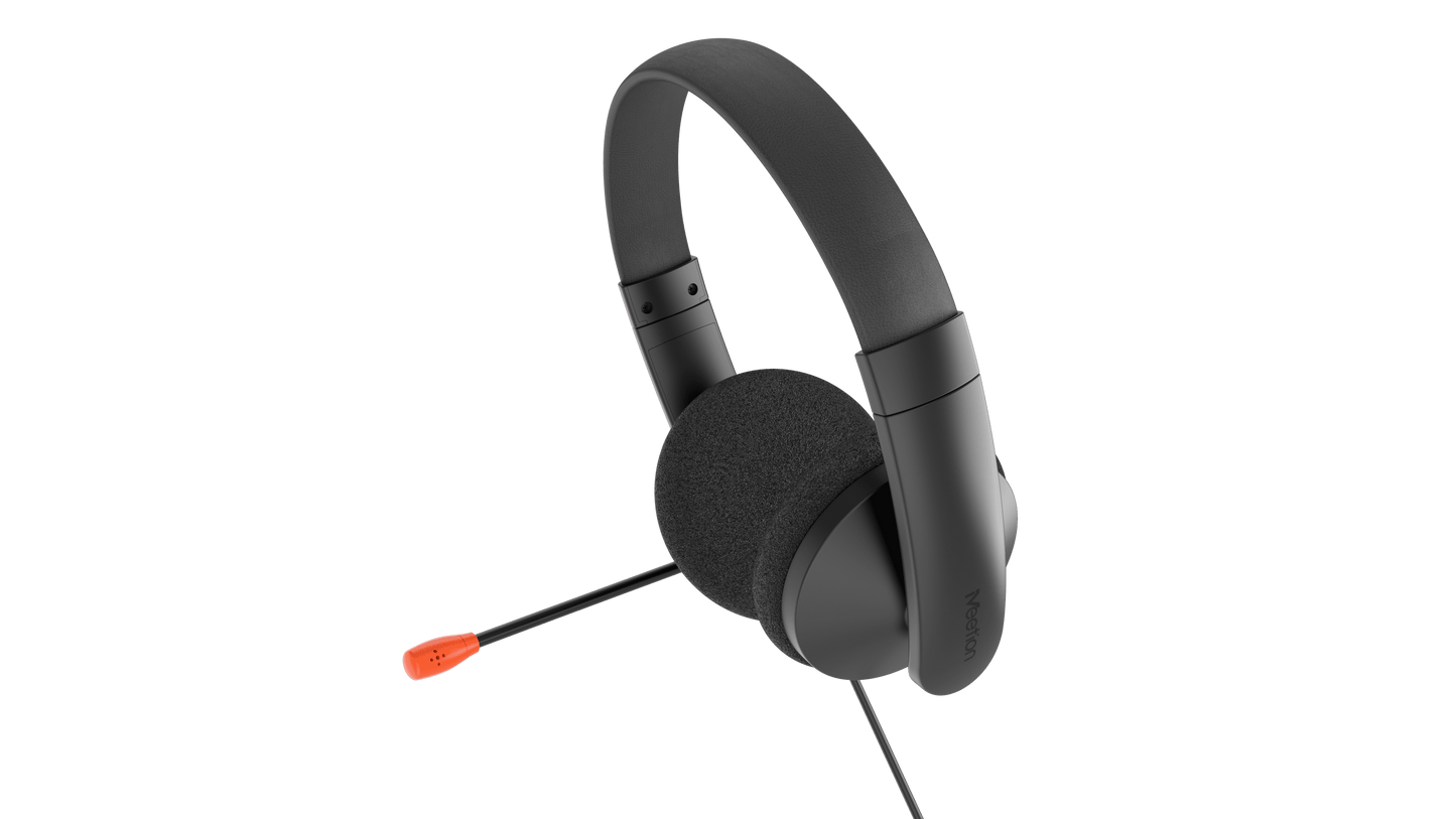 Meetion MT-HP003 Telephony 3.5mm Headset, Noise-Canceling Mic, Adjustable Headband