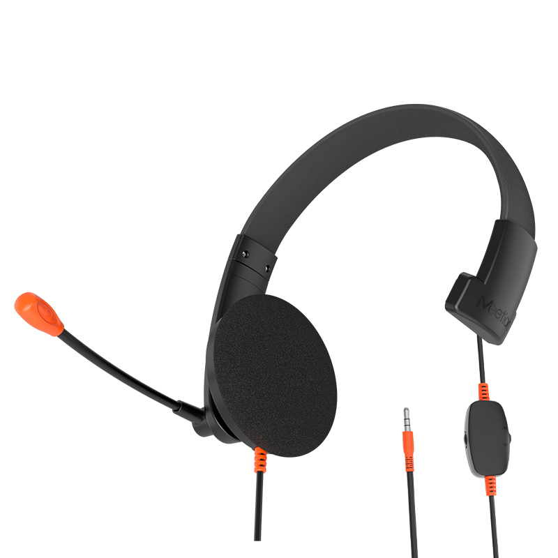 Meetion MT-HP002 Telephony 3.5mm Jack Headset, Noise-Canceling Mic, Adjustable Headband