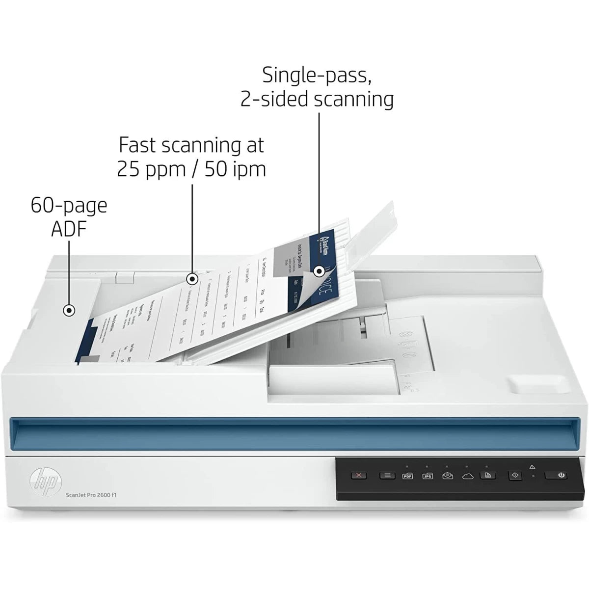 HP SCANJET PRO 2600 F1 Scanner Fast 2-Sided 25ppm Scanning, Duplex, Feeder