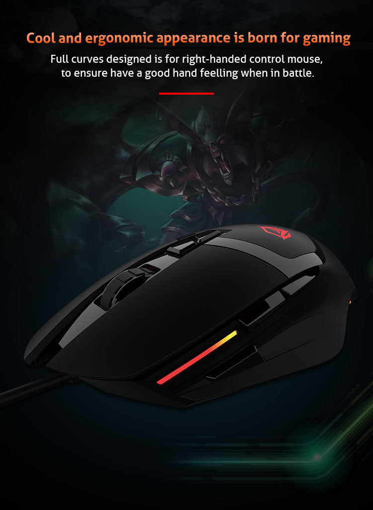 MeeTion MT-G3325 USB RGB Professional Gaming Mouse, Resolution 5000DPI, Keys:8