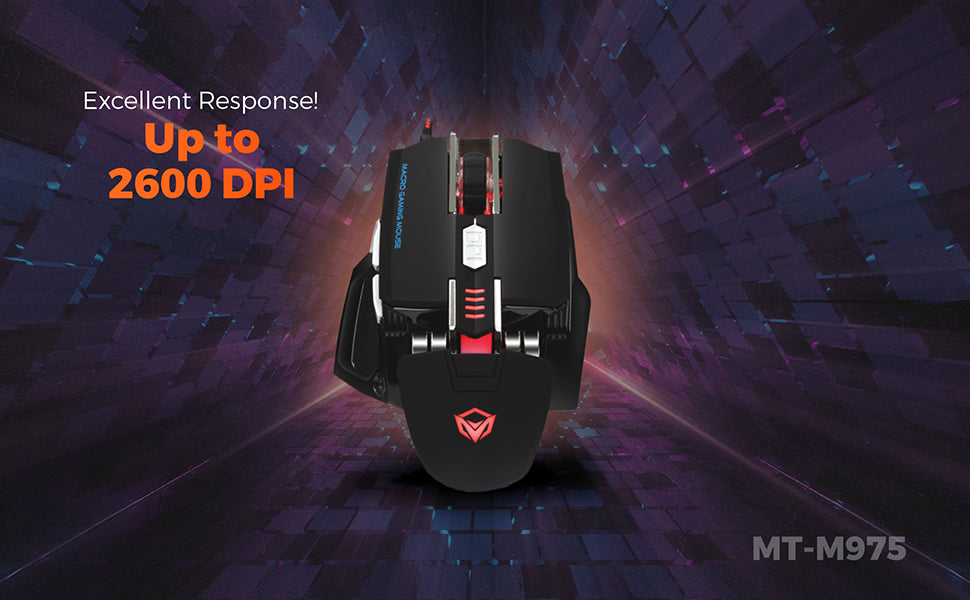 MeeTion MT-M975 USB Corded Gaming Mouse, Resolution 2600DPI, Keys: 6+1