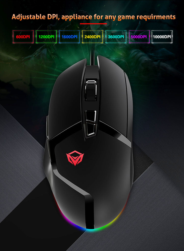 MeeTion MT-G3325 USB RGB Professional Gaming Mouse, Resolution 5000DPI, Keys:8