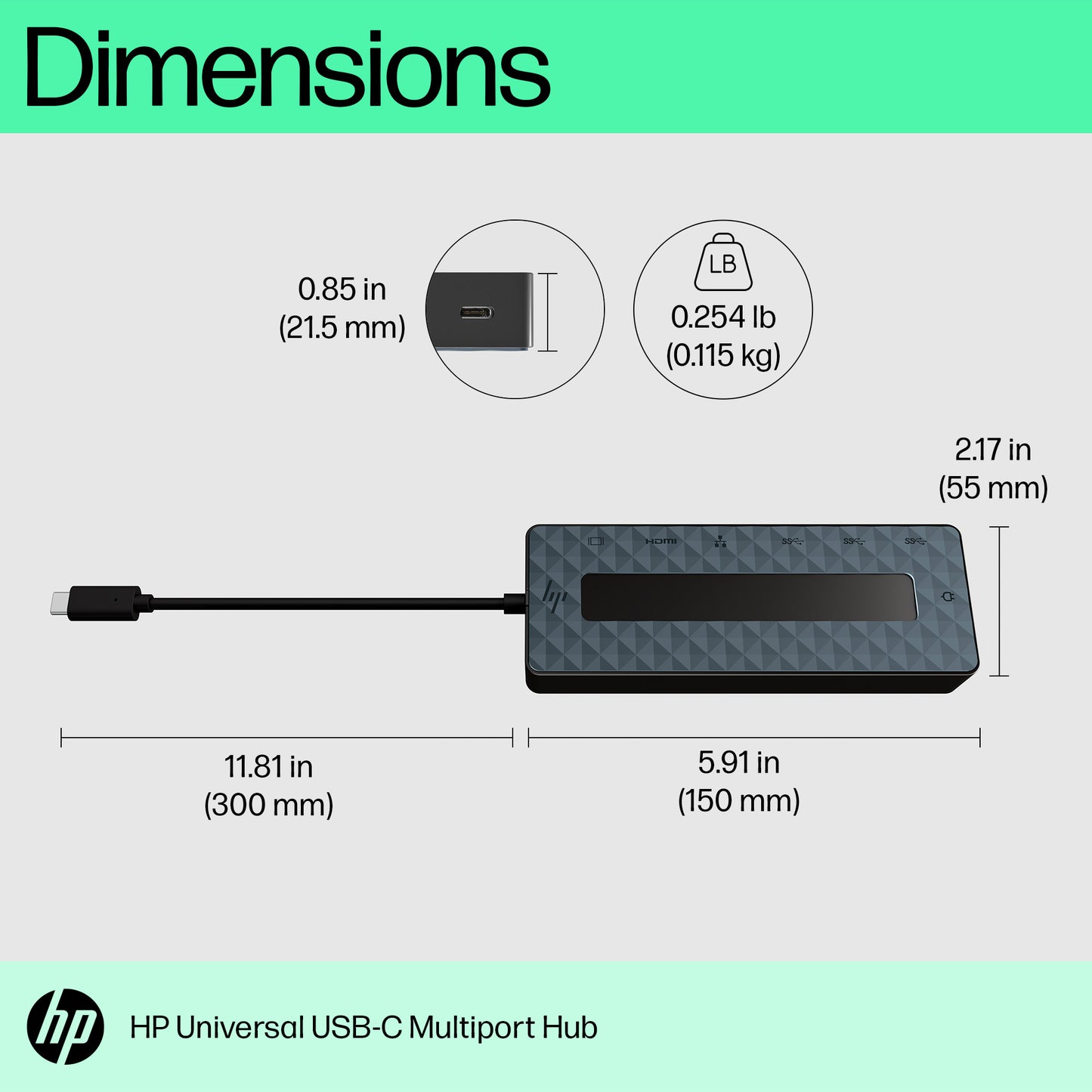 HP Universal USB-C Multiport Hub Compatible with most devices and OS