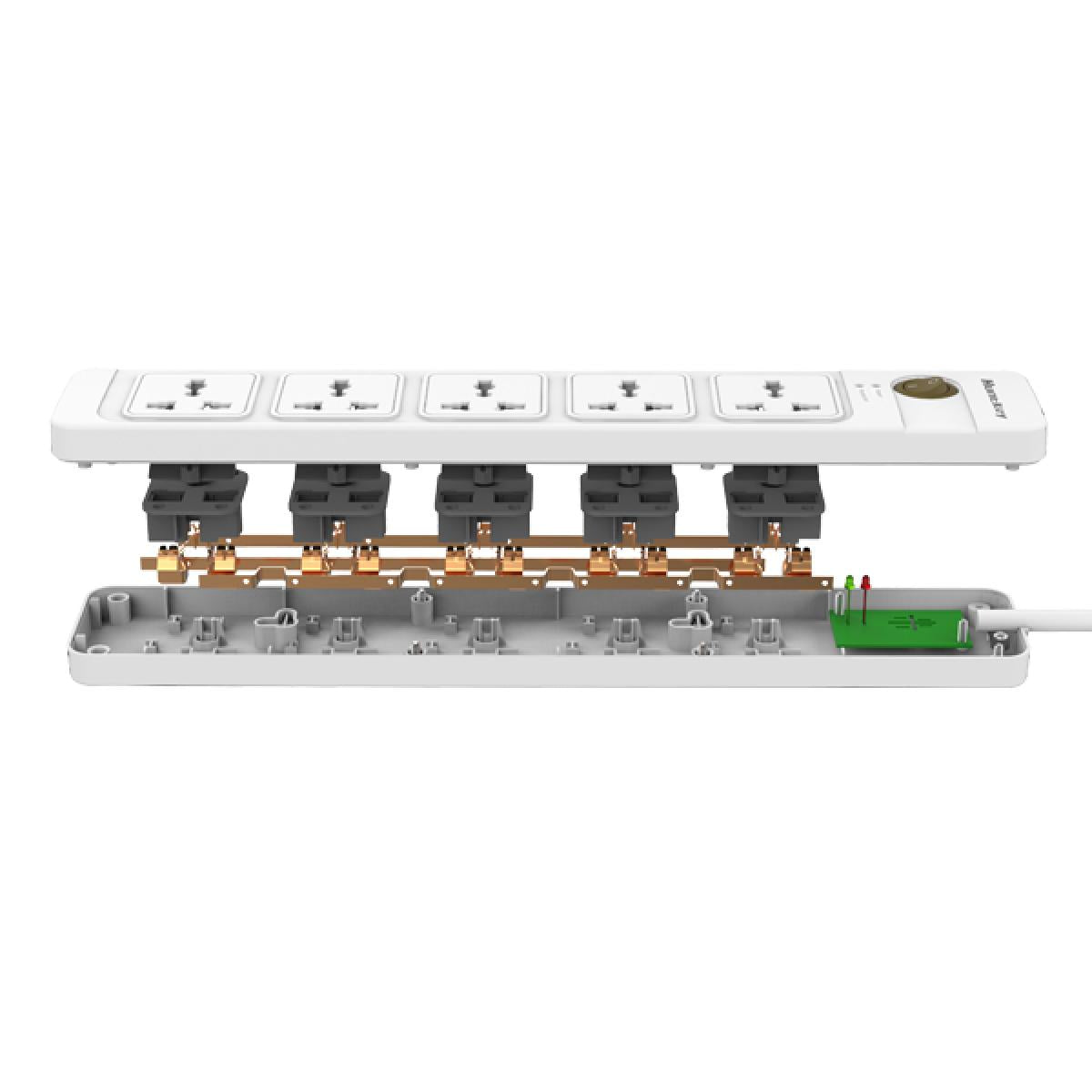 Huntkey SZE501 Power Strips, Universal Standard Child-protective 5Meter cable UK 250V