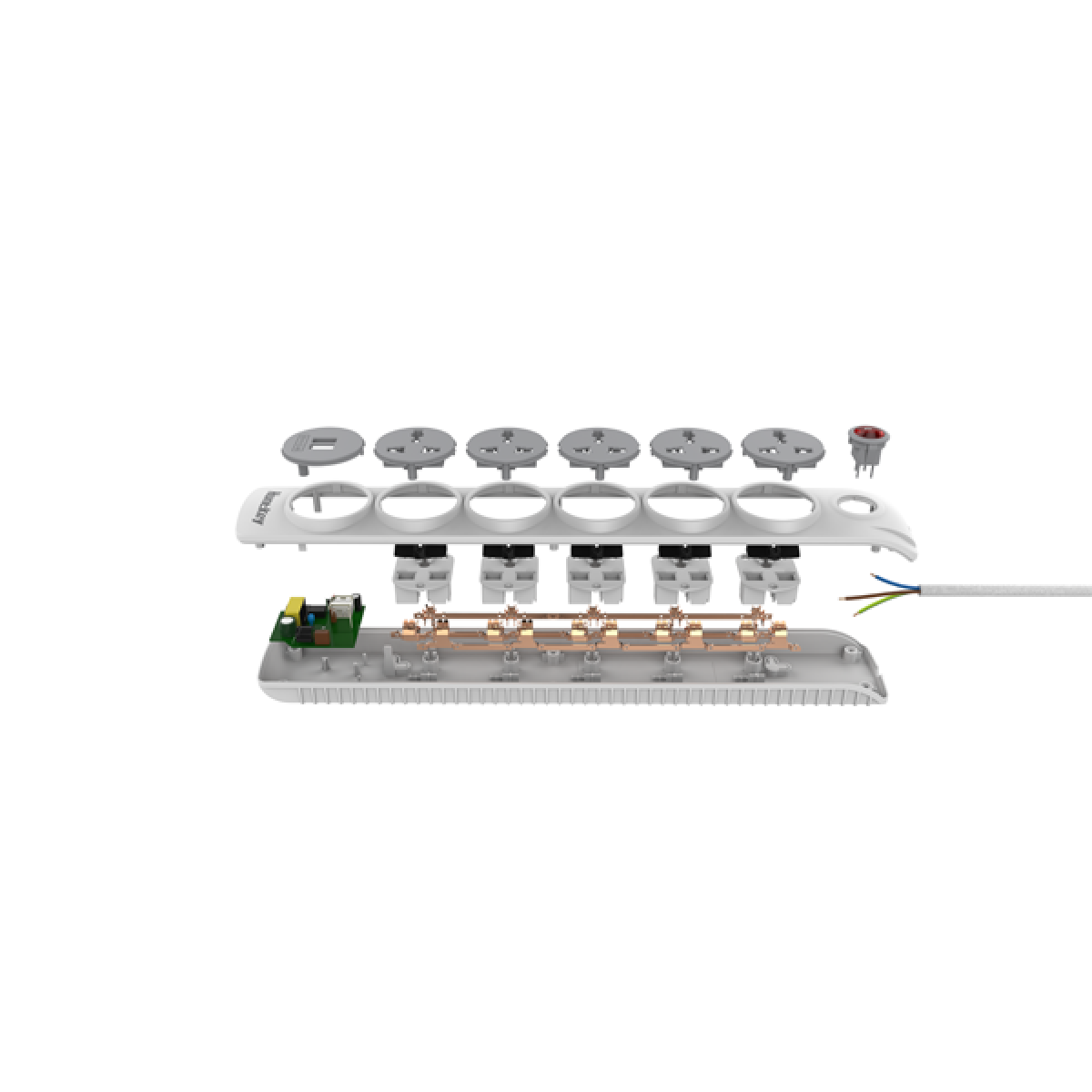 Huntkey SZN607 Power Strips, Universal Standard Child-protective 3Meter cable UK 250V