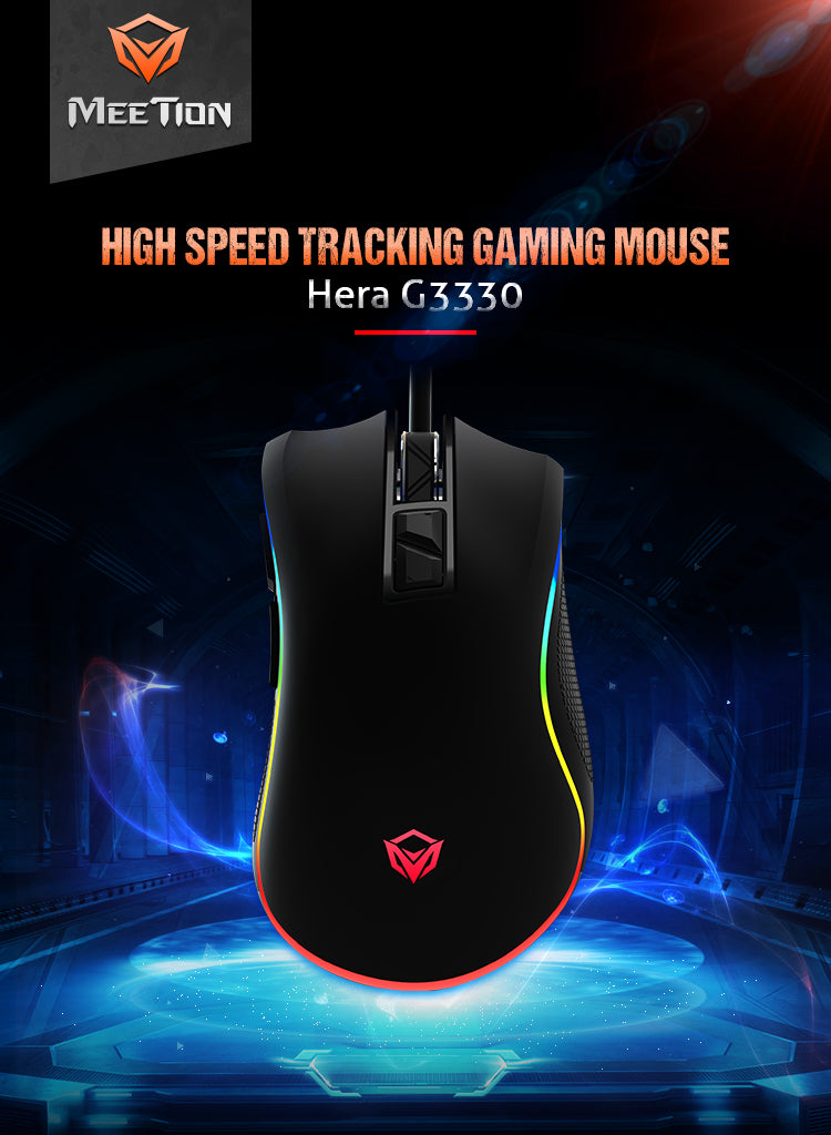 MeeTion MT-G3330 USB Tracking Gaming Mouse Hera, Resolution 8000DPI, Keys:9