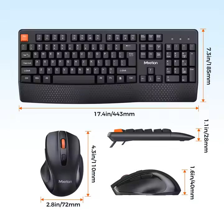 Meetion MT-C4130 2.4GHz Wireless Ergonomic Keyboard & Mouse Combo Kit