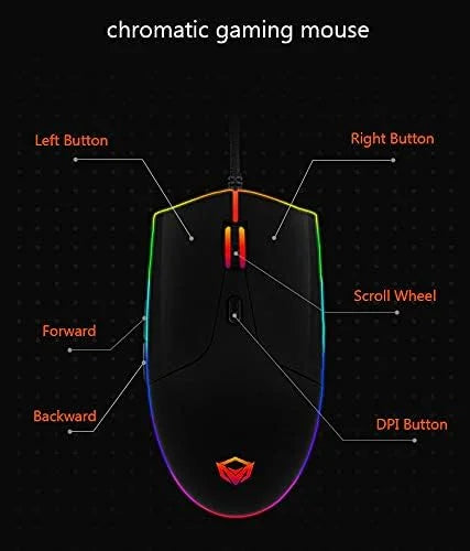 MeeTion MT-GM21 USB Wired RGB Gaming Mouse, Resolution 4800DPI, Keys: 5+1