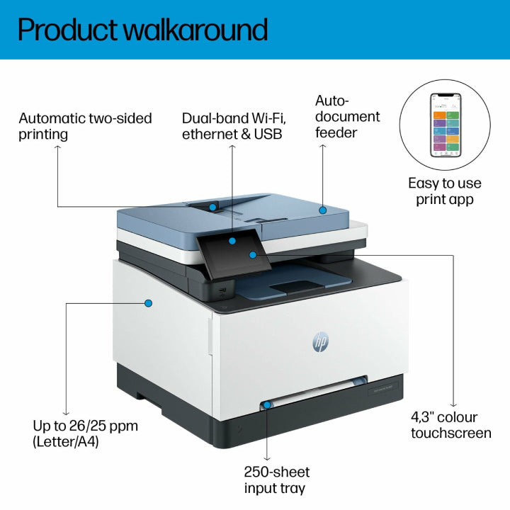 HP LaserJet Pro 3303fdw Color All-in-One Printer,Fax,Wireless,Ethernet,Feeder,Duplex