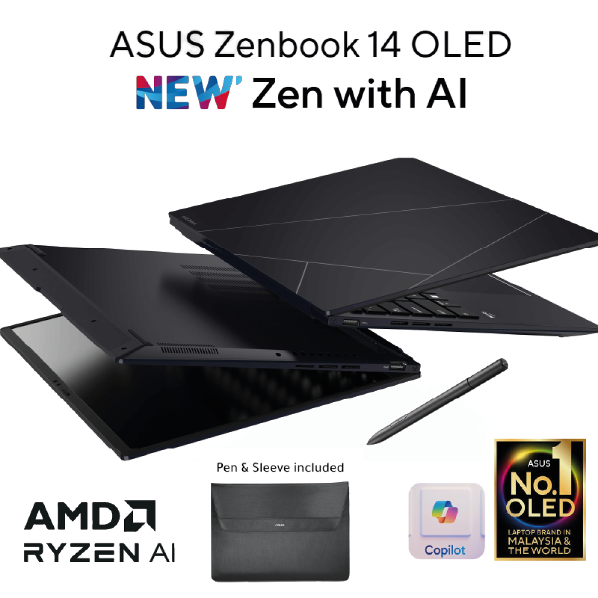 Laptop ASUS Zenbook 14 OLED AMD Ryzen™ 7 8840HS (16GB/1TB)