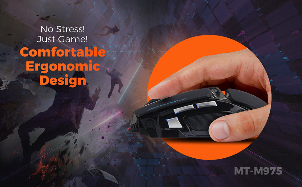 MeeTion MT-M975 USB Corded Gaming Mouse, Resolution 2600DPI, Keys: 6+1