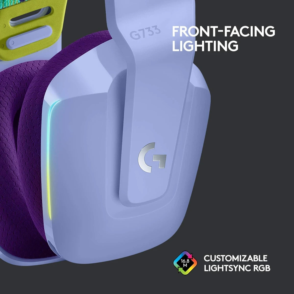 Logitech G733 LIGHTSPEED Wireless RGB Gaming Headset , Ultra-Lightweight -Lilac