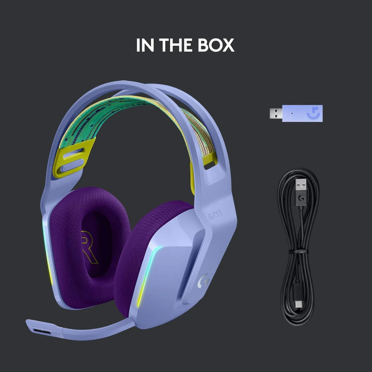 Logitech G733 LIGHTSPEED Wireless RGB Gaming Headset , Ultra-Lightweight -Lilac