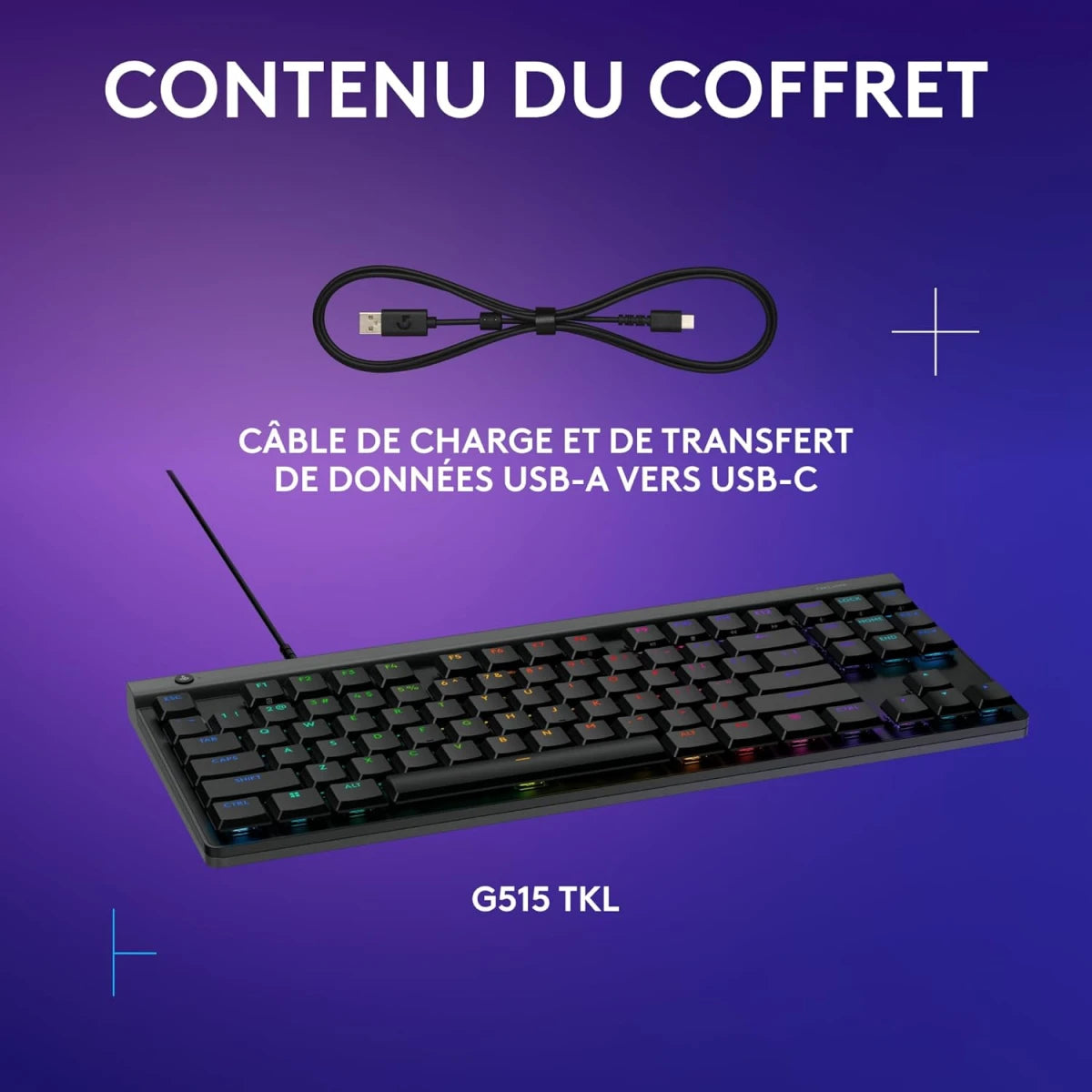 Logitech G G515 TKL, Wired Ultra-Slim Gaming Keyboard - Black
