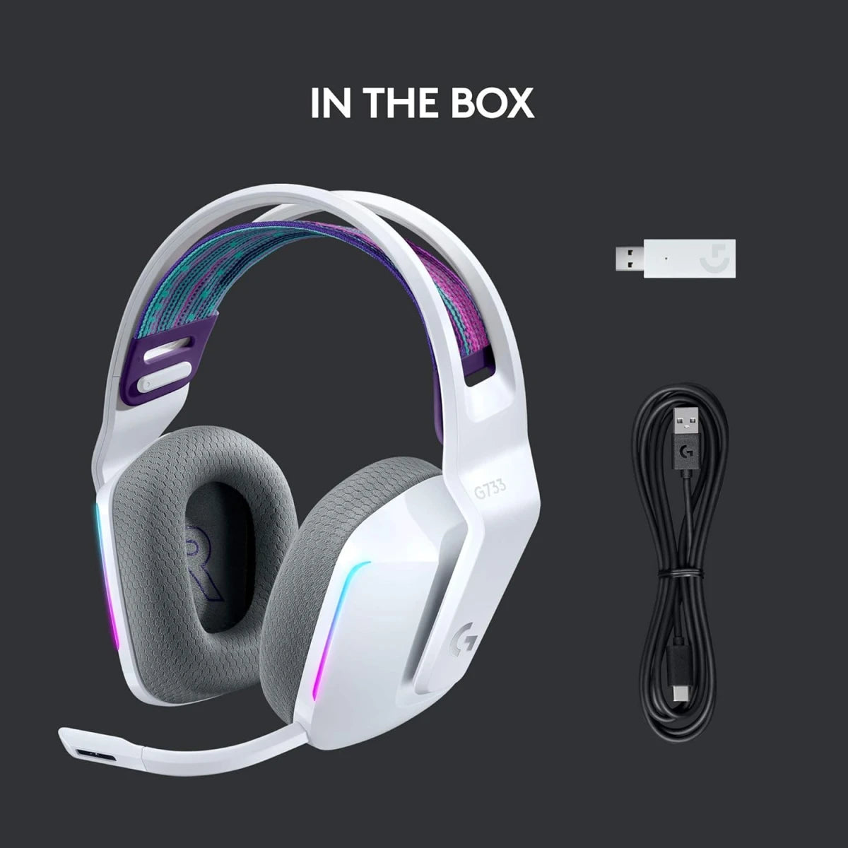 Logitech G733 LIGHTSPEED Wireless RGB Gaming Headset , Ultra-Lightweight -White