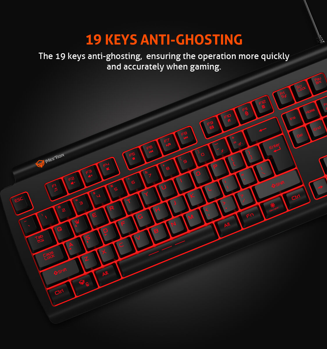 Meetion MT-K9000 Gaming Keyboard, Three Color Backlit, Classic original Design