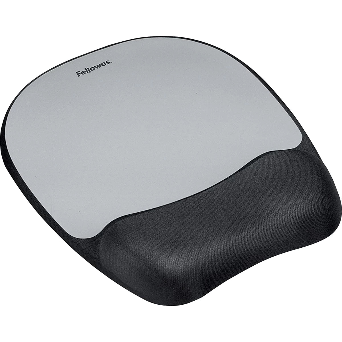 Fellowes Memory Foam Mousepad Wrist Support Silver Streak Durable Jersey Covering