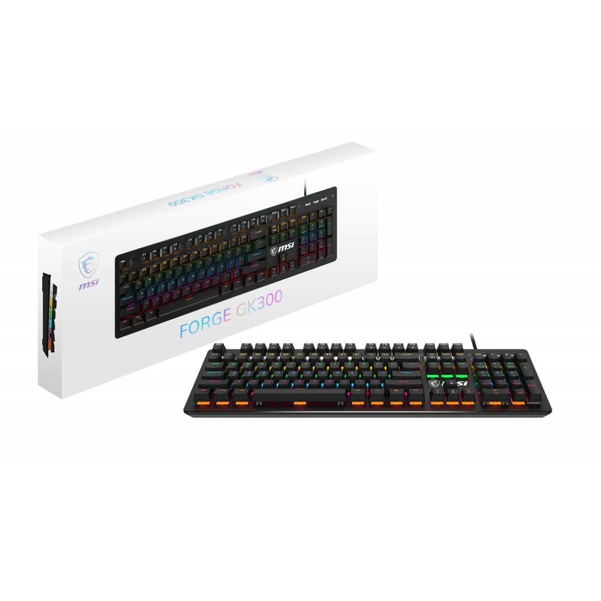 MSI Forge GK300 Blue US Mechanical Keyboard Angle -Adjustable (Black)