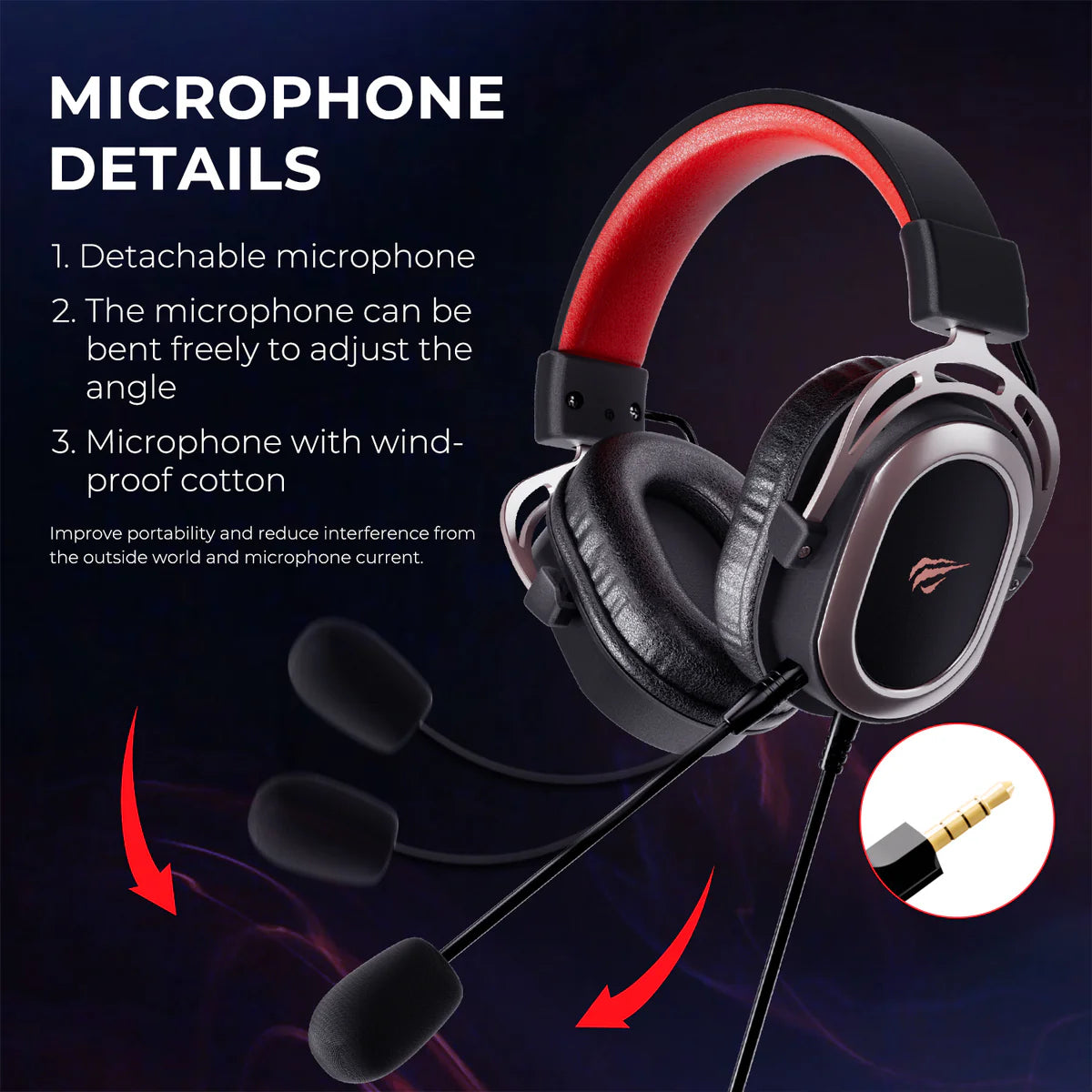 HAVIT H2008D Wired Gaming Headphones Detachable MIC 3.5mm Plug 50mm