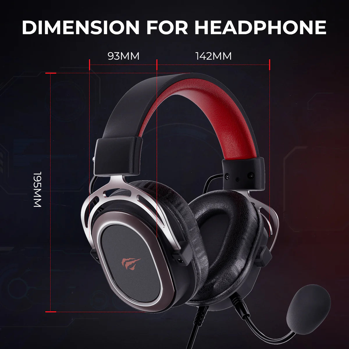 HAVIT H2008D Wired Gaming Headphones Detachable MIC 3.5mm Plug 50mm