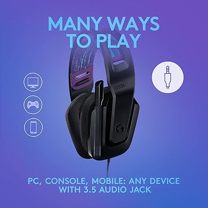 Logitech G335 Wired Gaming Headset, with Flip to Mute Microphone- Black