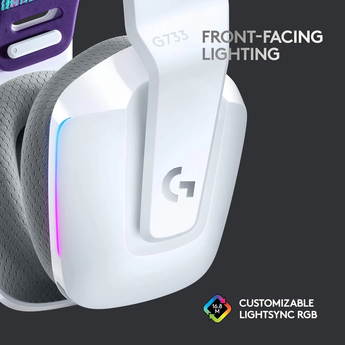Logitech G733 LIGHTSPEED Wireless RGB Gaming Headset , Ultra-Lightweight -White