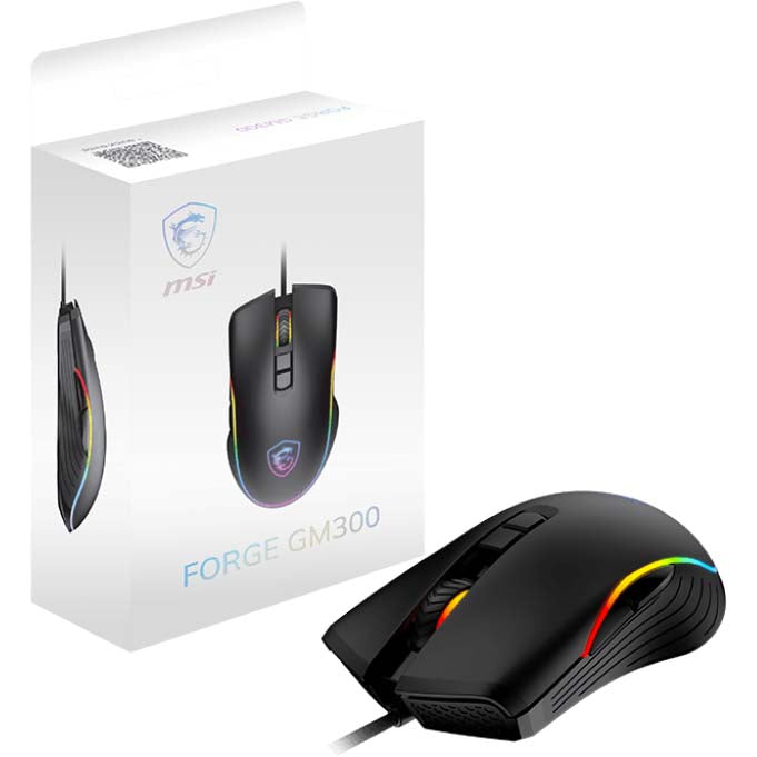 MSI Forge GM300 Lightweight Gaming USB RGB Adjustable up to 7200 DPI