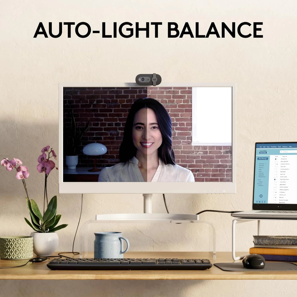 Logitech Brio 100 Full HD 1080p Webcam For Meetings &Works Auto-Black
