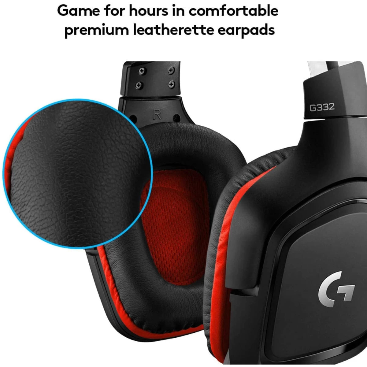 Logitech G332 Rotating Leatherette Ear Cups 3.5 mm Audio Jack ,Black