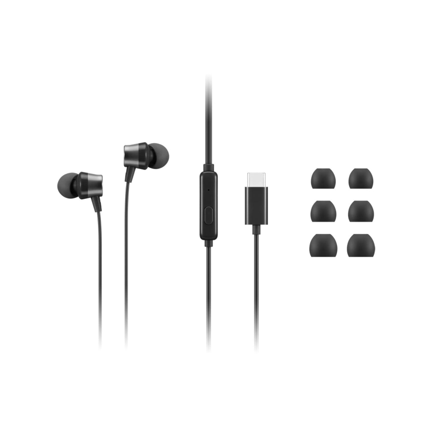 Lenovo Analog In-Ear Headphone Mini-Phone (3.5mm) Mic,Windows,Mac,Android -Black