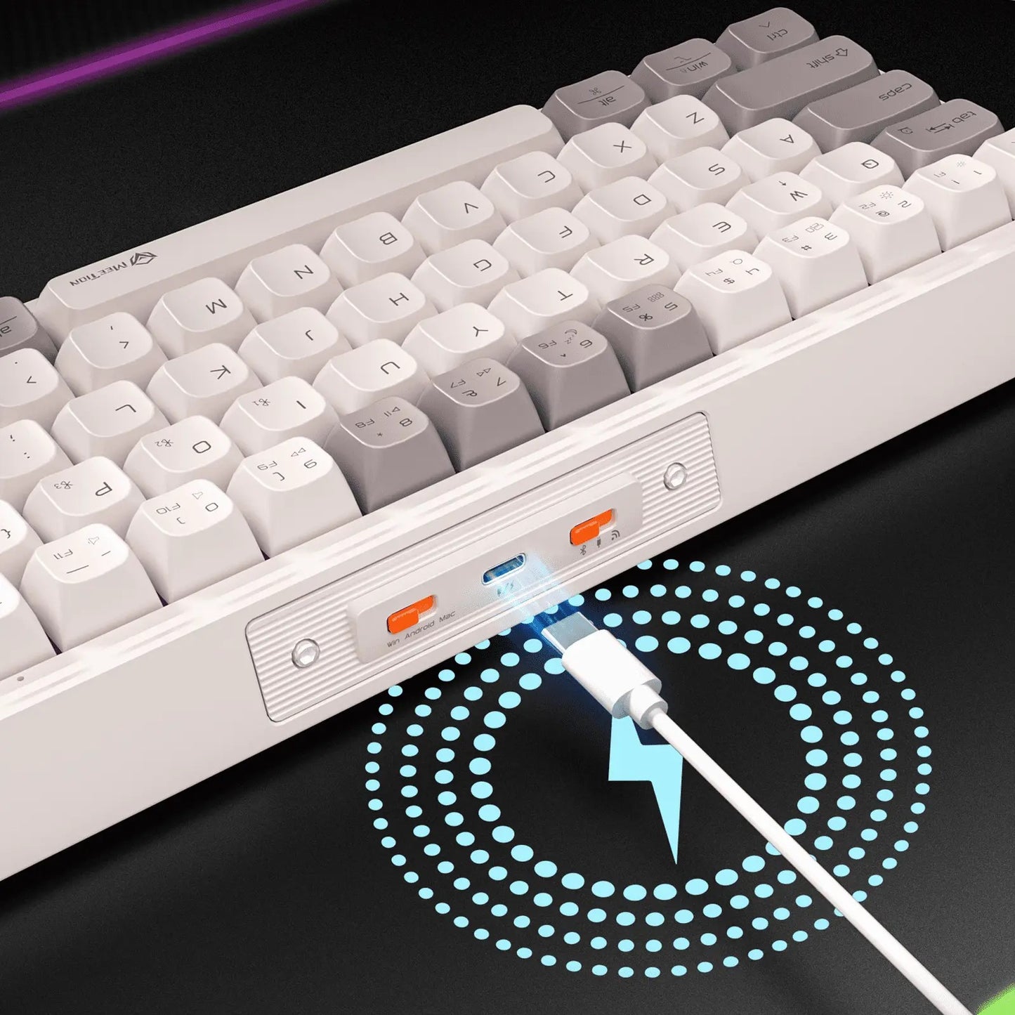 Meetion MT-MK12 Tri Mode Mechanical 65% Gaming Keyboard, Hot-Swap, RGB