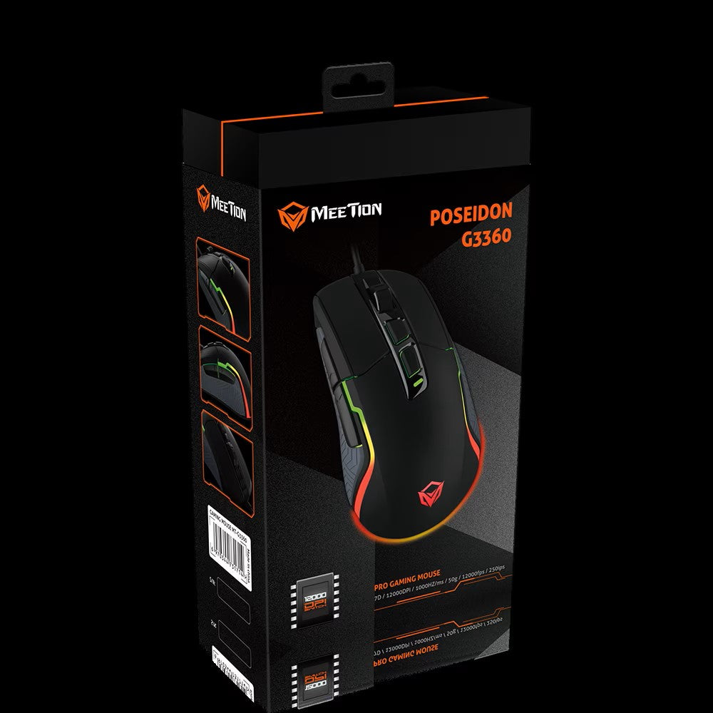 MeeTion MT-G3360 USB Professional Macro Gaming Mouse, Resolution 12000DPI, Keys:7
